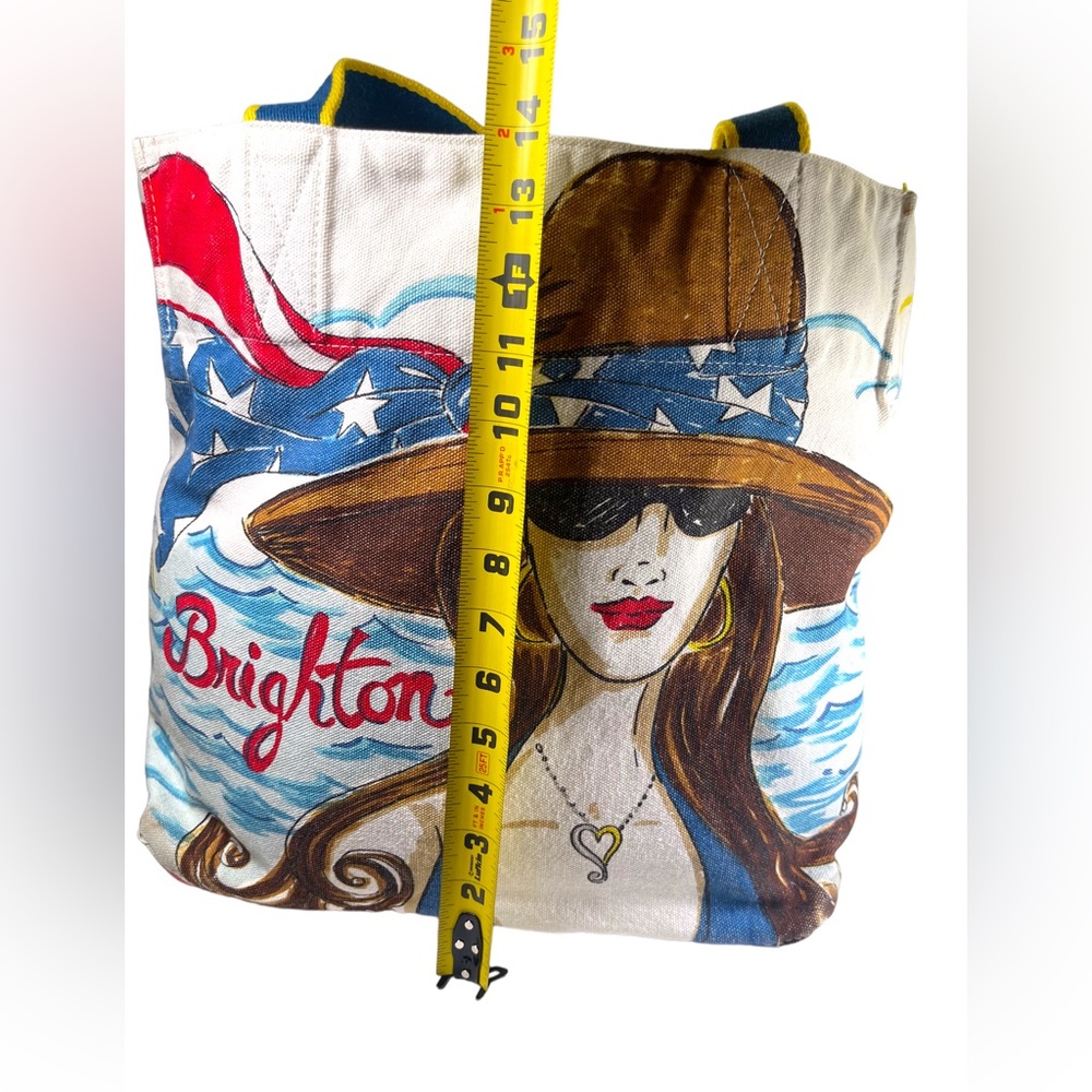 Brighton Women's Illustrated Beach Tote in Blue, Brown, Red, Yellow - Picture 13 of 14